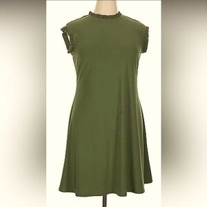 Nicole Miller New York olive green short sleeve dress